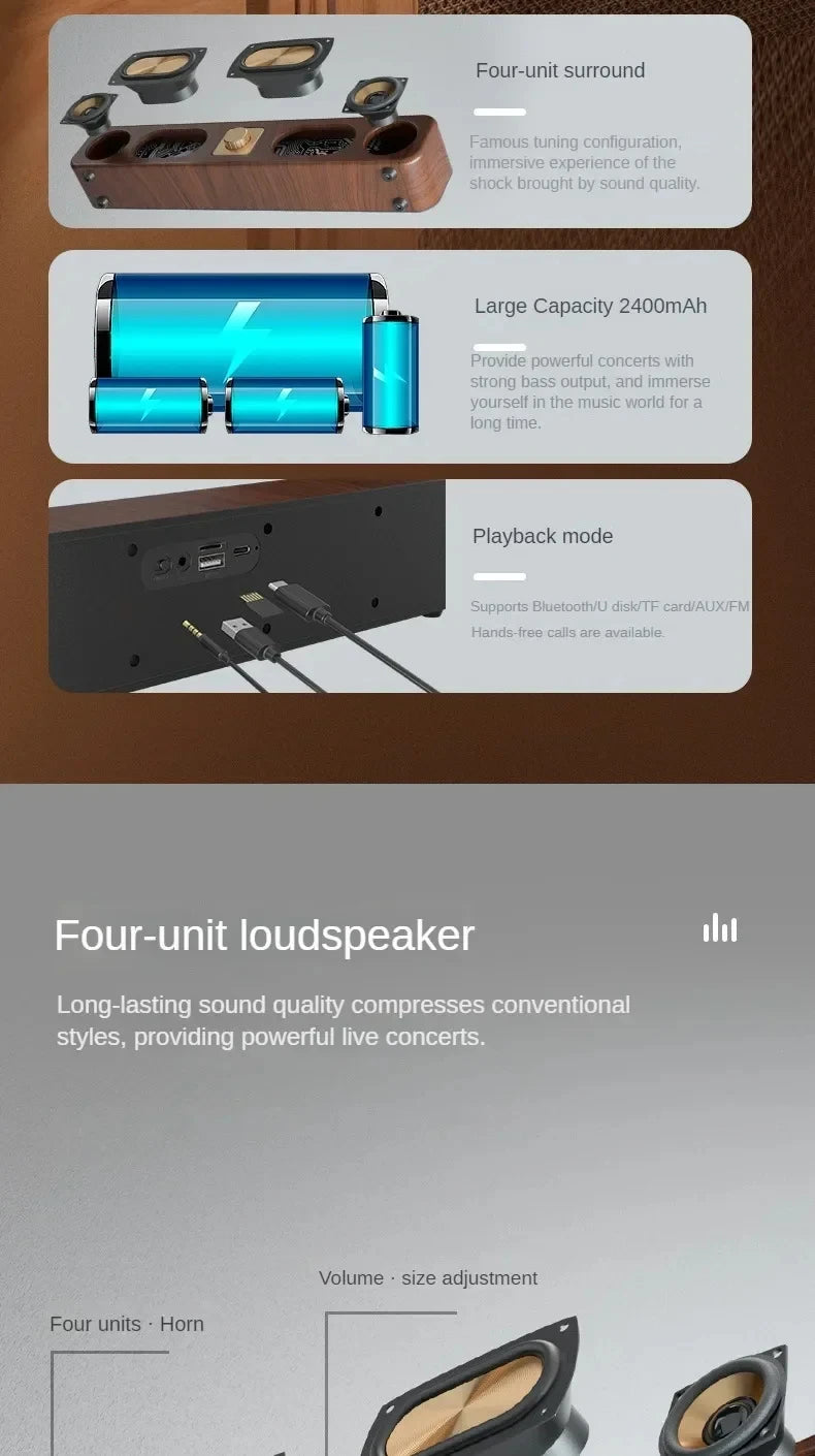 Bluetooth Speaker Portable Outdoor Speakers Aux Connection Usb/tf Read Insert Long Strip Desktop Subwoofer Audio