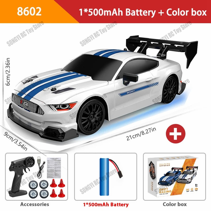 New 1:24 RC Drift Vehicle, Mustang 4WD Cars, Racing Car with Remote Control, Gift, Competition Racing Car, Children's Toy