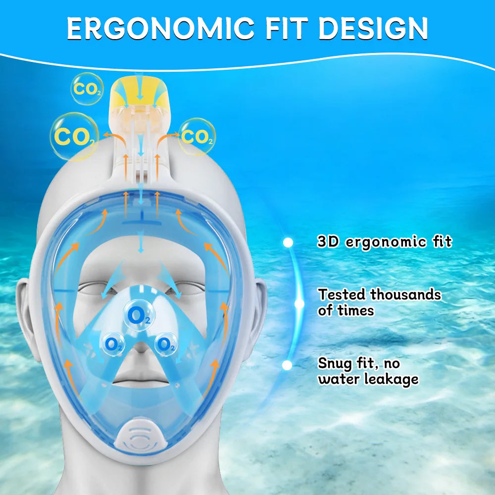 Underwater Scuba Anti Fog XIAOTREE Full Face Diving Mask Snorkeling Respiratory Masks Safe Waterproof Swimming Equipment