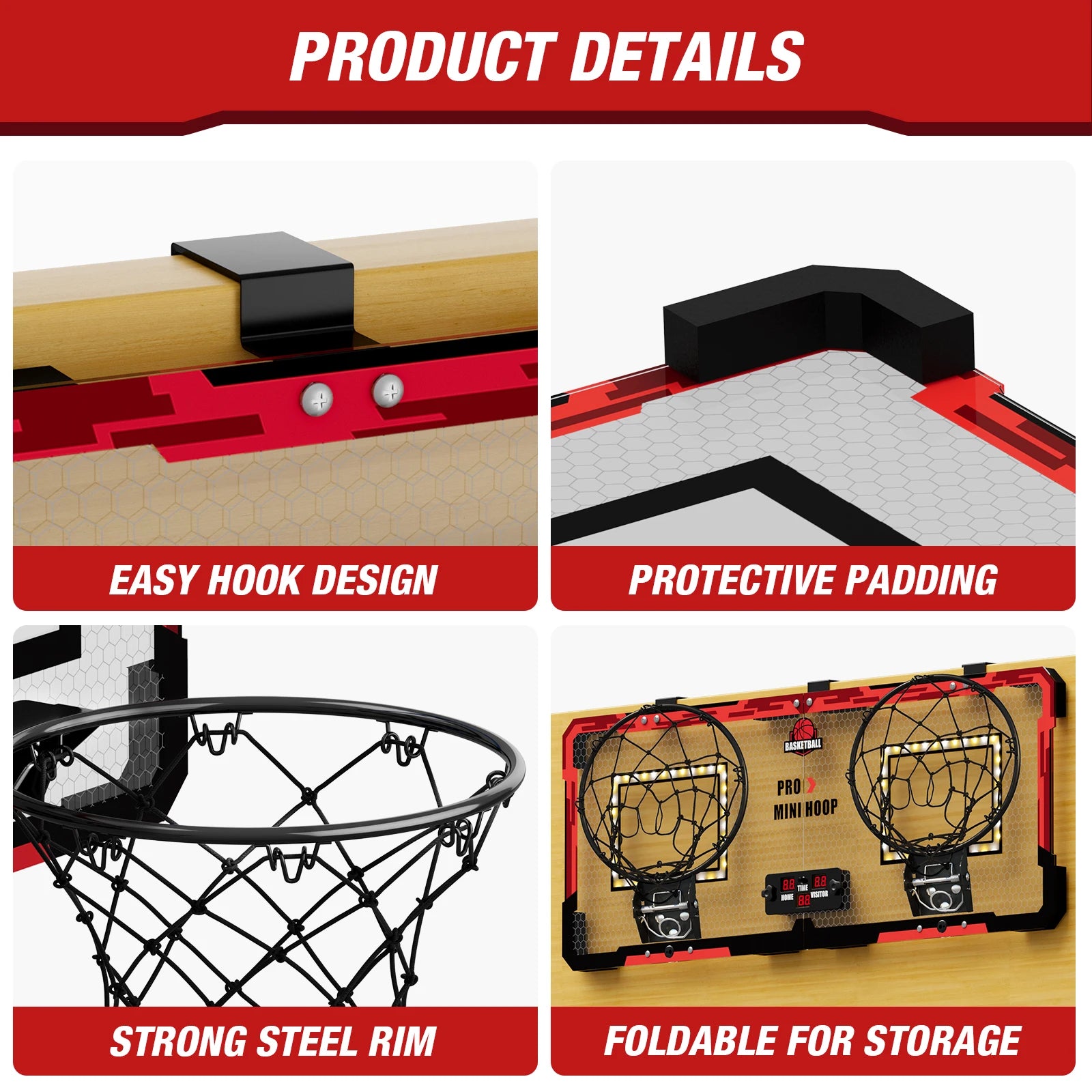 Basketball Hoop Double Children Home Exercise Scoring Funny Game Kids Basketball Hoop Set Wall Frame Stand Hanging Backboard