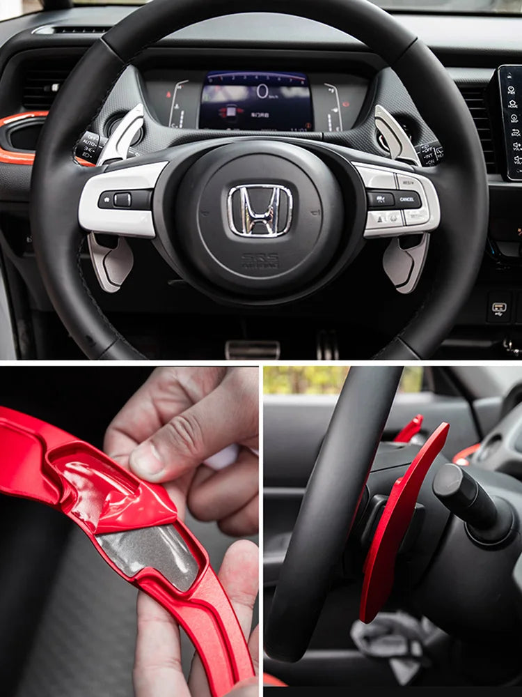 For Honda E City HR-V Vezel e:HEV Advance 2022-2024 Car Steering Wheel Shift Paddles Shifter Extension Car Accessories Stickers