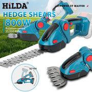 HILDA 2 IN1 Electric Hedge Trimmer Cordless Handheld Weeding Pruning Shear Shrub Mower Garden Tool For Makita 18V Battery