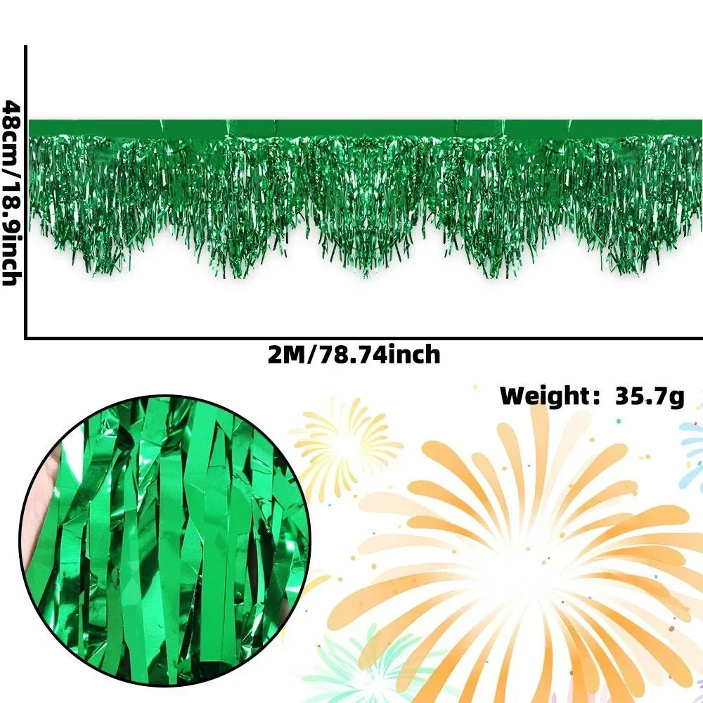 Multicolor Drizzle Garland Encryption PET Metallic Foil Fringe Thickening Background Ornament Tassel String Party Supplies