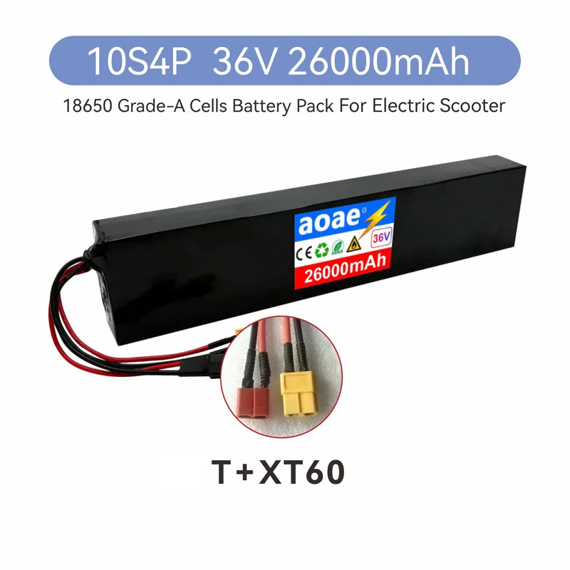 36V Electric Scooter Battery 10S4P 14Ah 18650 Grade-A Cells 500W-1000W Built-in BMS for M365 XT30 JST Long Range