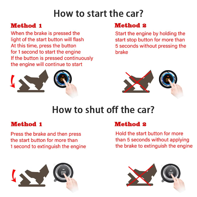 K5 Remote Starter and Car Alarm Smart App Remote Start Stop System for Cars Engine Push Start System with Auto Ignition Button