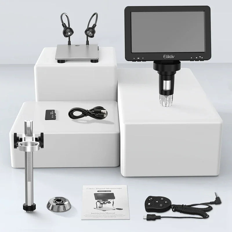 Elikliv DM9 7'' Digital Microscope 50X-1200X Video Microscope Camera Adjustable HD LCD  For PCB Electronics Soldering Tools