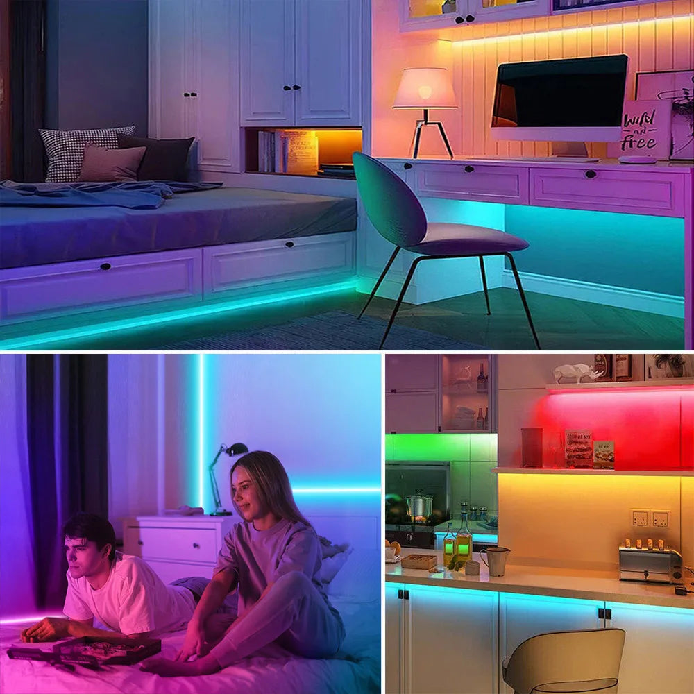 5V Wifi Bluetooth-compatible USB RGB COB LED Strip Light 24key 44key Remote Control Kit 576 LEDs Linear Lighting Flexible Tape