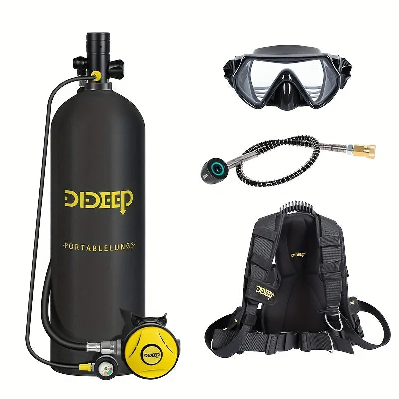 DIDEEP 4L Mini Scuba Diving Tank Set,Up to 40-60Mins Underwater Diving Cylinder,High-capacity Portable Lung Gear with HD Masksk