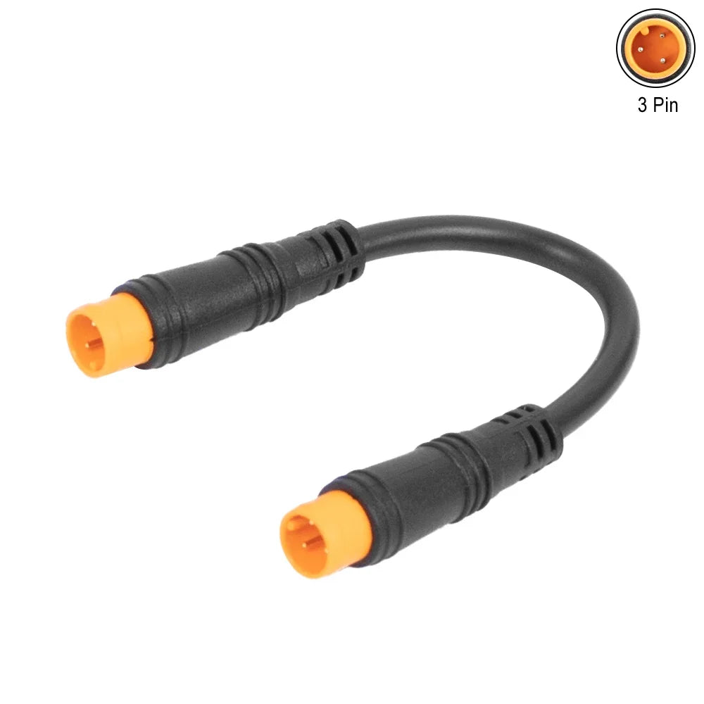 Electric Bicycle Female to Male 3 Pin Extension Cable For E-Bike Waterproof Durable Display Thumb Throttle Cables Plug Accessory