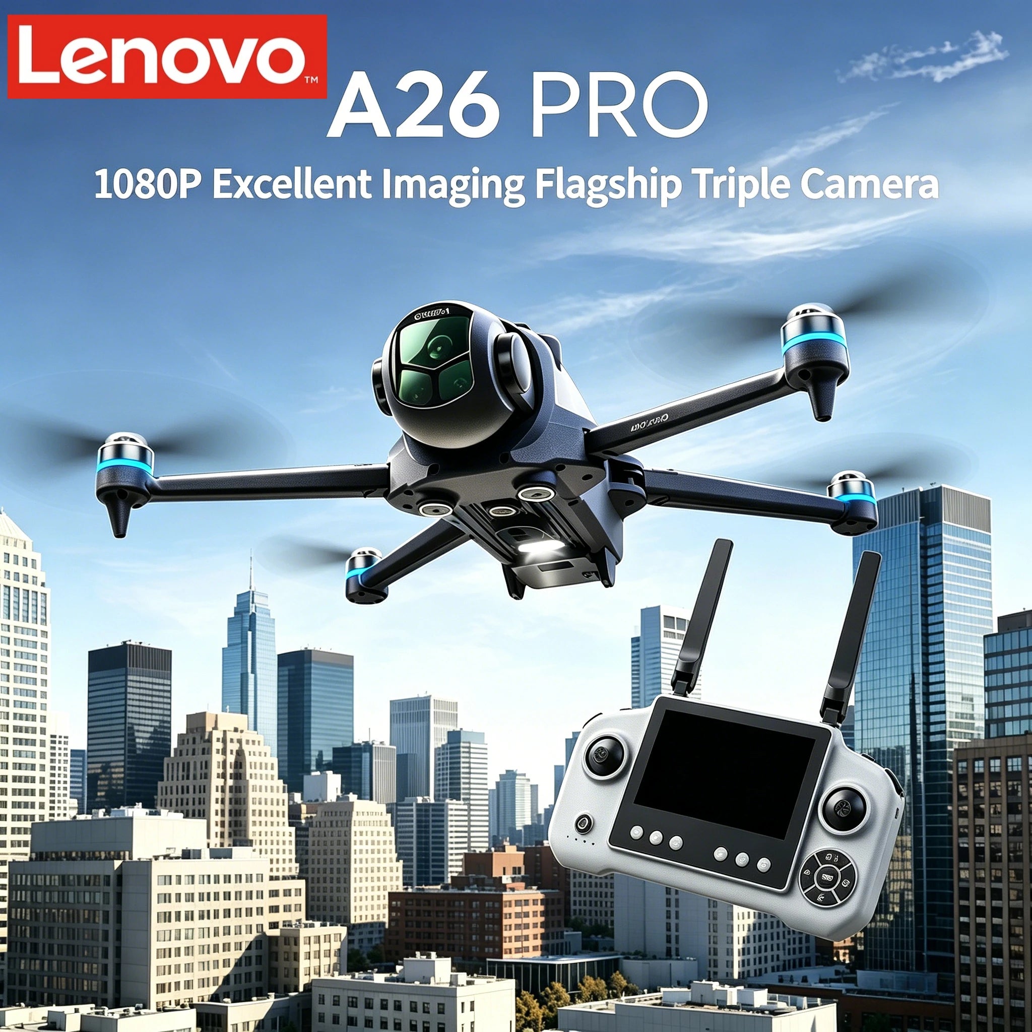 Lenovo A26 Pro GPS Drone 4K HD Excellent Imaging Flagship Triple Camera FPV Brushless Obstacle Avoidance Foldable Quadcopter