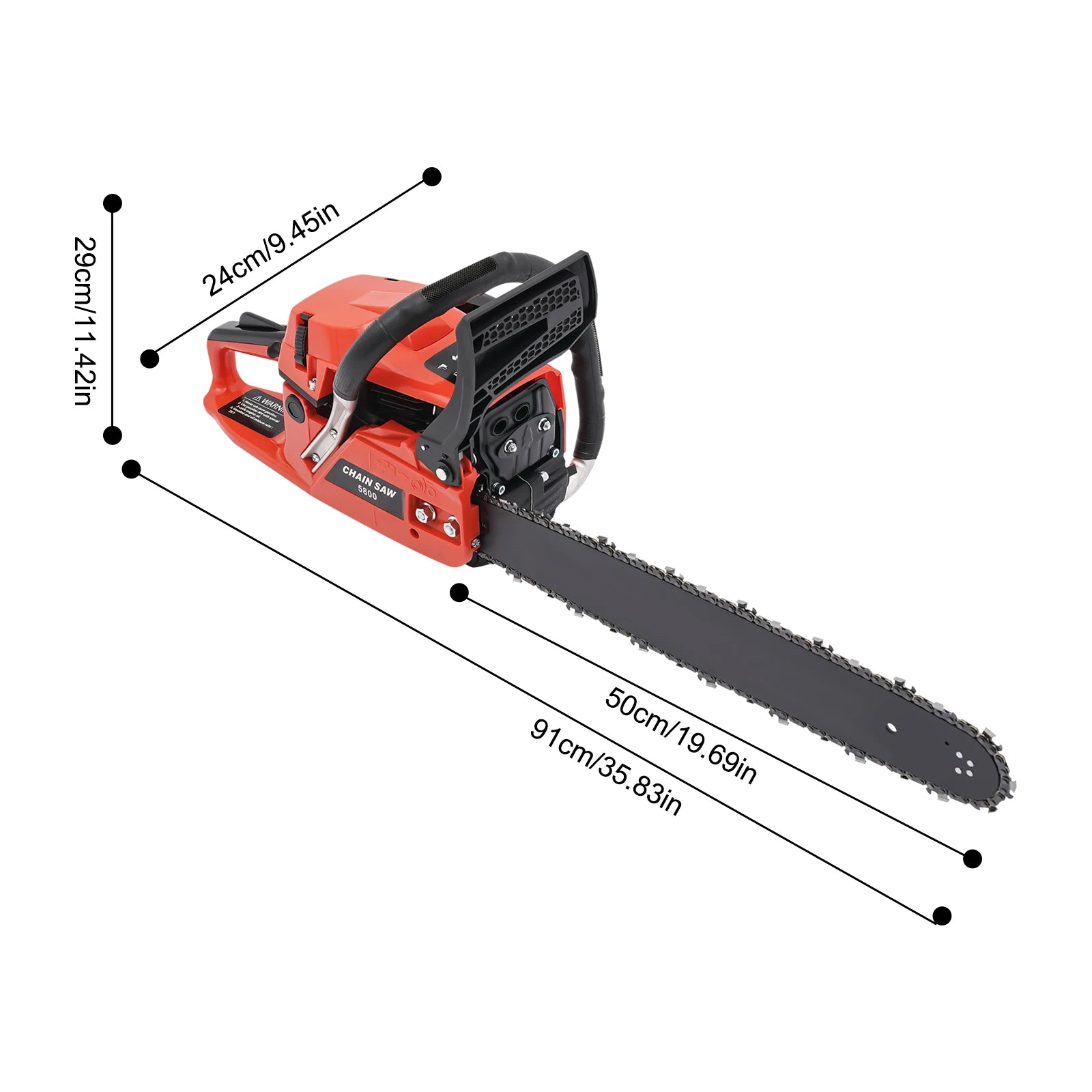 58cc 20-Inch Gas Chainsaw, 2-Stroke High-Performance Chain Saw for Wood Cutting, Tree Pruning, and Gardening