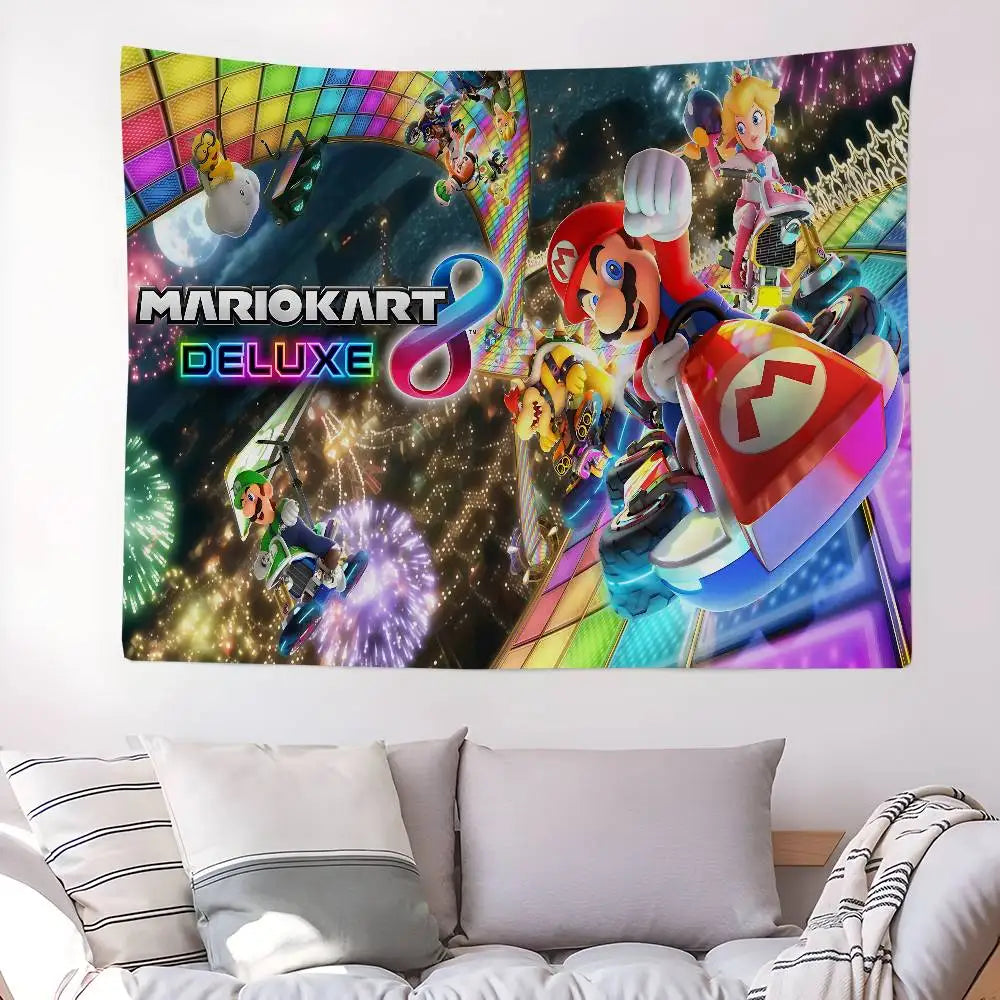 Game M-mario-O cartoon DIY Wall Tapestry for Living Room Home Dorm Decor Wall Art Decor