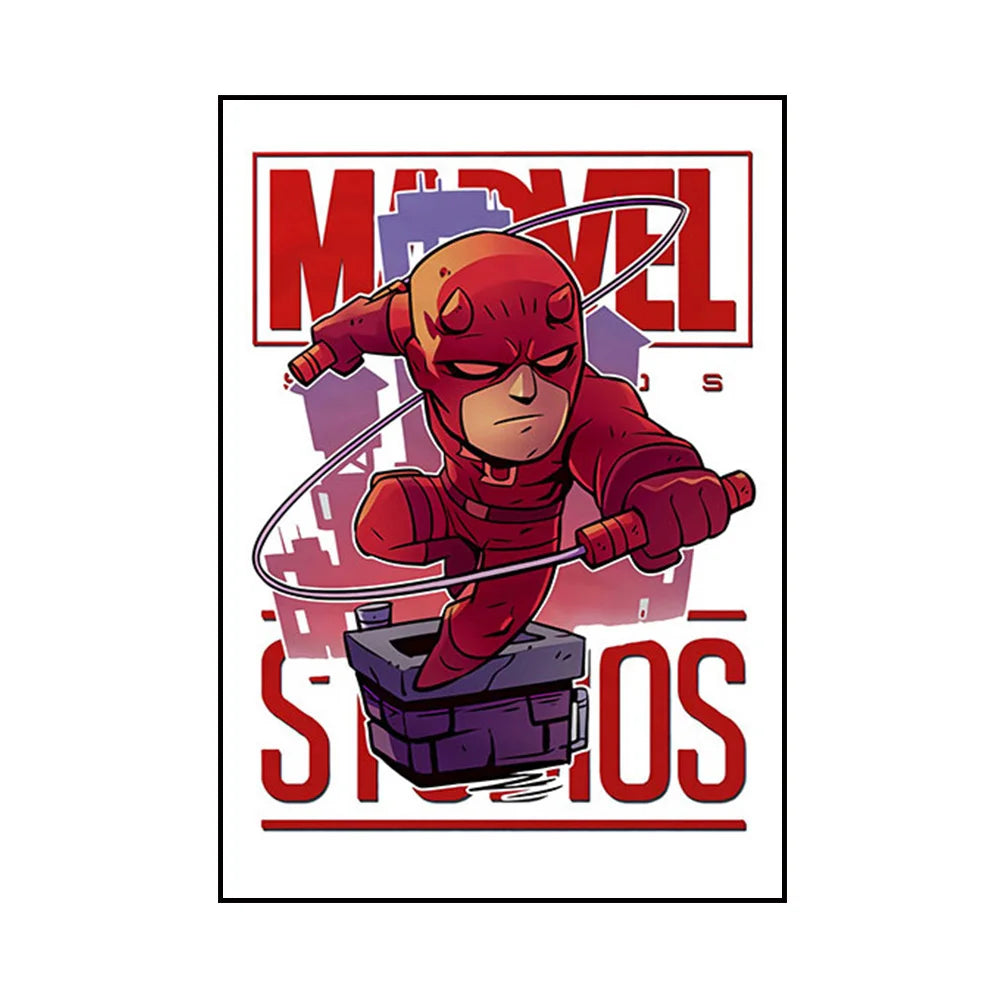 Frameless Marvel Superhero Wall Art Posters SpiderMan Iron Man Avengers Cartoon Canvas Painting Print Modern Kid Room Home Decor