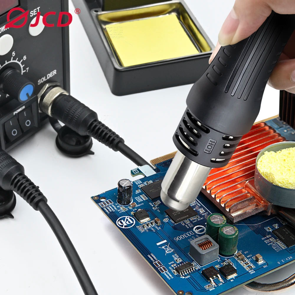 JCD Solder Station 8586 2-in-1 Electric Soldering Iron And Hot Air Gun Set for SMD Rework Desoldering Welding Machine Repair Tool Kit