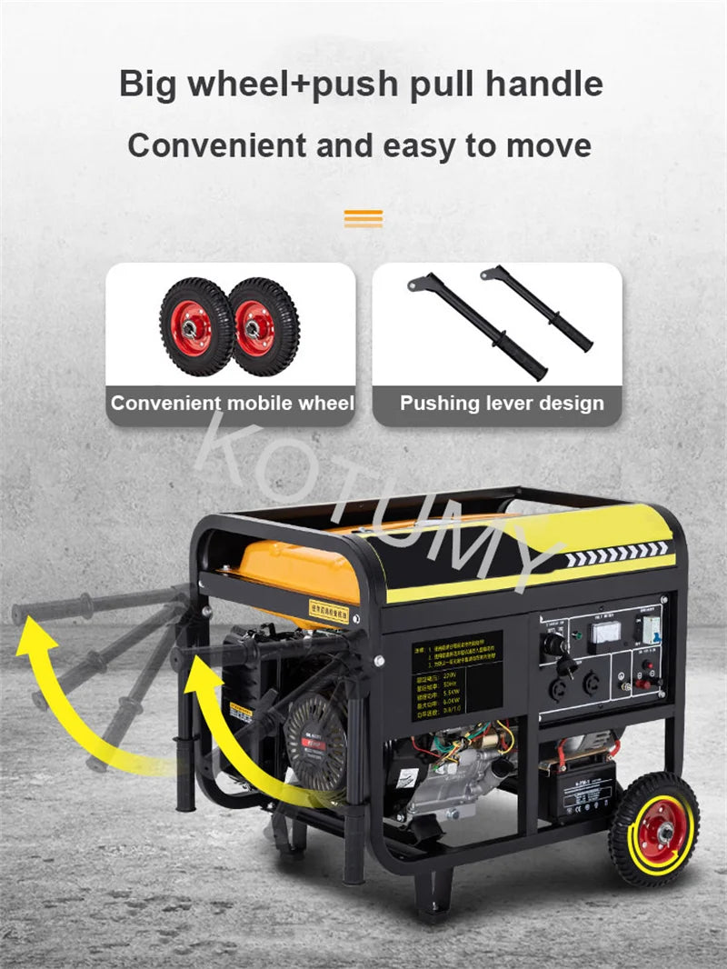 Reliable and powerful, this high-power household gasoline generator is perfect for flood control and disaster relief—featuring both manual and electric start with 220V output for essential backup power!