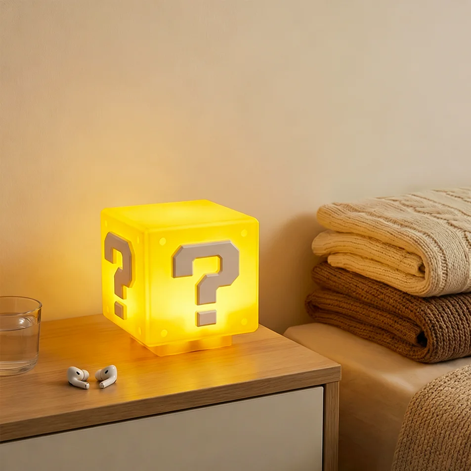 2026Question Block Lamp with Sound Effects USB Powered LEDNight Light for Gaming Room Decor  for Gamers Classic Pixel Art Design