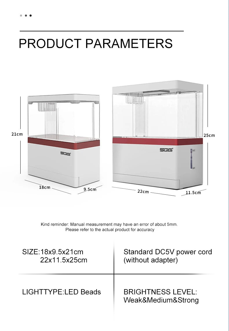 Mini Fish Tank Self-Circulating Fish Tank with Charging Filter Desktop Living Room Household Water Free Ecological Aquarium