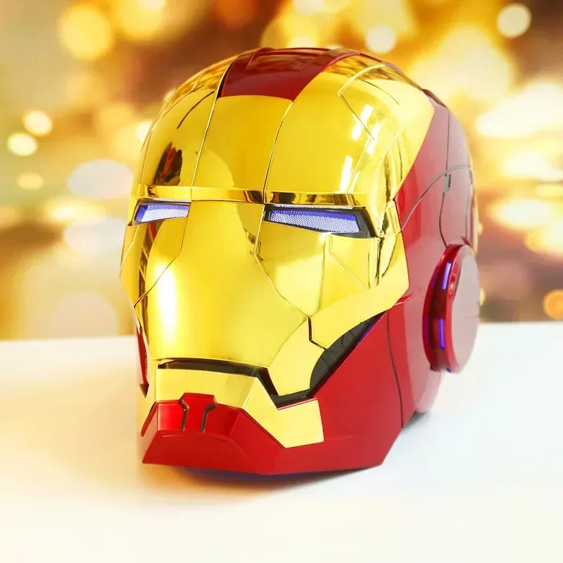 Marvel 1:1 Iron Man Mk5 Jarvis Helmet Remote Voice Control Auto Helmet Mask With Led Light Figure Boy Christmas Birthday Gift