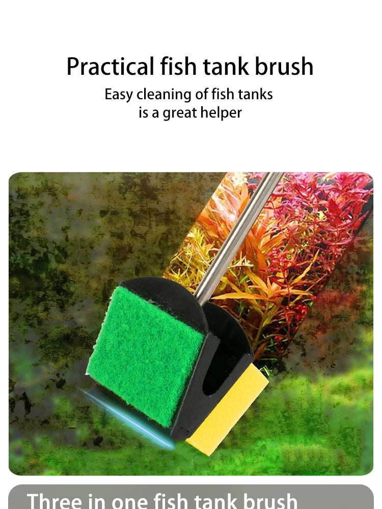 Fish Tank Brush Long Handle Brush Double-sided Cleaning Brush Aquarium Cleaning Tools