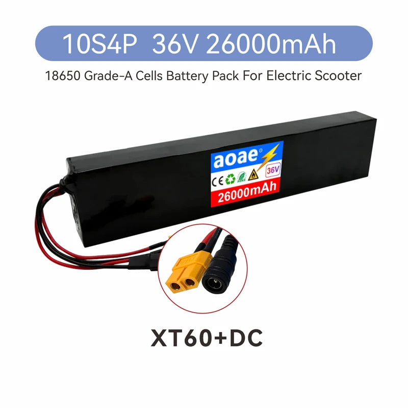 36V Electric Scooter Battery 10S4P 14Ah 18650 Grade-A Cells 500W-1000W Built-in BMS for M365 XT30 JST Long Range