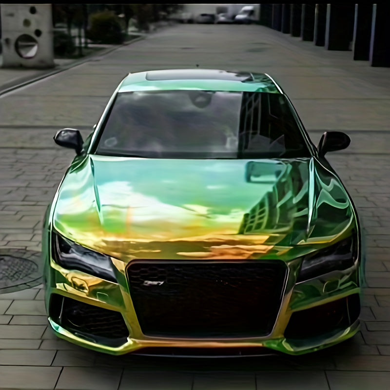 Rainbow Electroplated Car Wrap - Striped, Self-Adhesive Color Changing Film for Cars, Motorcycles & Electric Vehicles