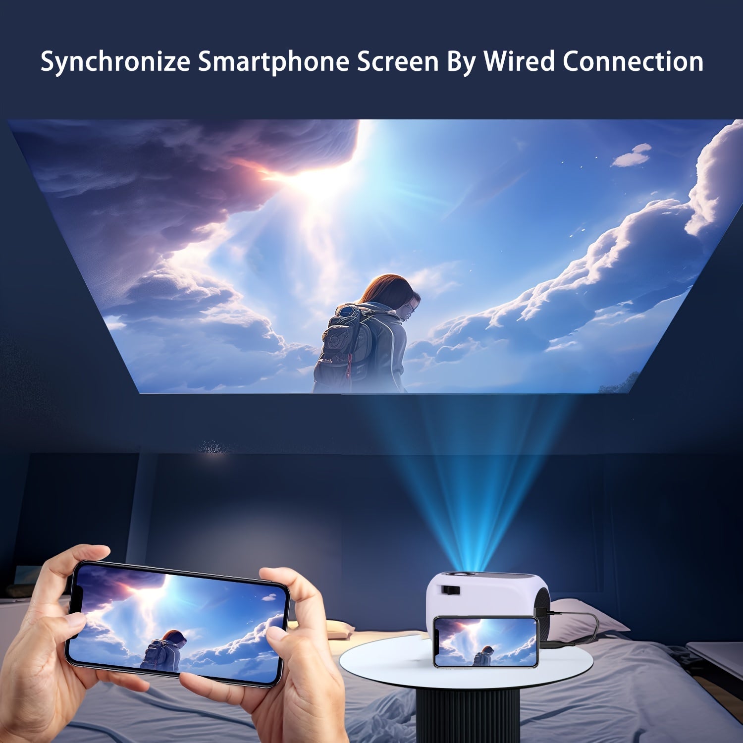Portable HD Projector For Phone Compatible With IOS/Android/USB/ Laptop/PC/TV Stick/DVD/Game