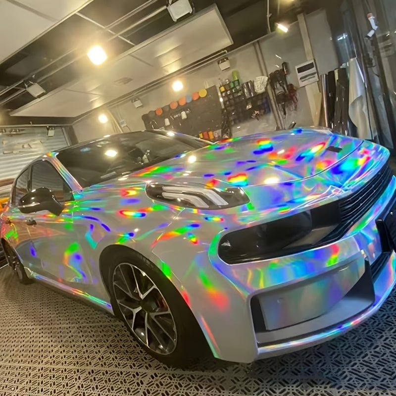 Glossy Plating Silvery Holographic Laser Chrome Vinyl Car Wrap Foil Adhesive Sticker Decal with Air Release