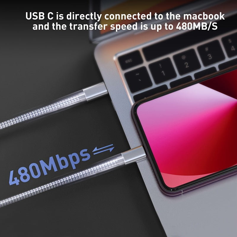 USB-C to Lightning Cable 1/2/3/4-Pack, 6ft Nylon Braided C-Type Fast Charging Cable for iPhone Charger, Compatible with iPhone 14/13/12/11 Pro Max in Gray and White