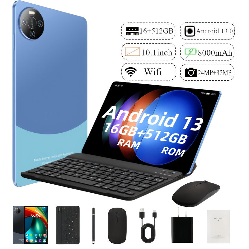 Enjoy stunning visuals and smooth performance with this 10.1-inch HD smart tablet—featuring dual cameras (24MP + 32MP), Android 13!