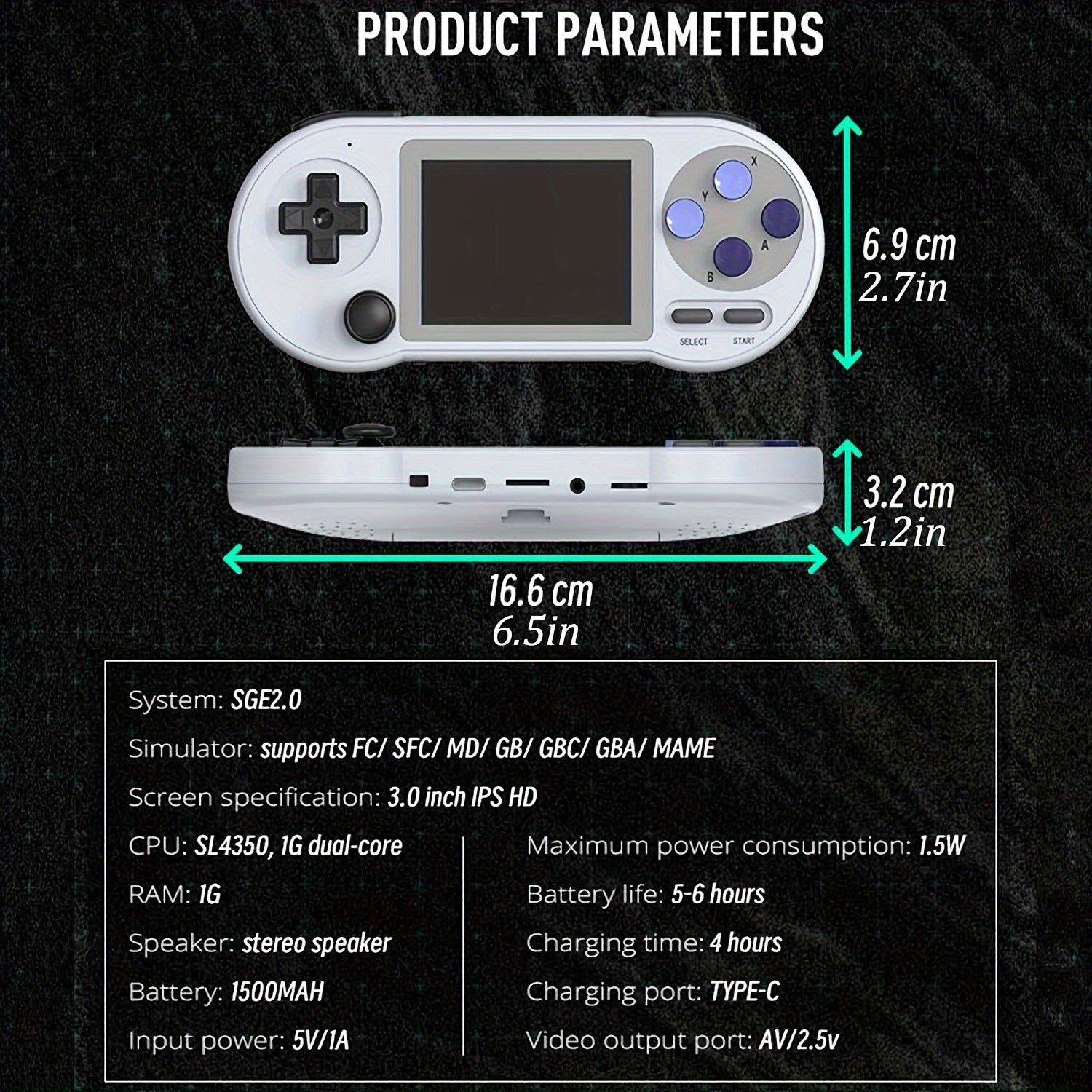 3.0 Inch Handheld Retro Gaming Console Classic Emulator