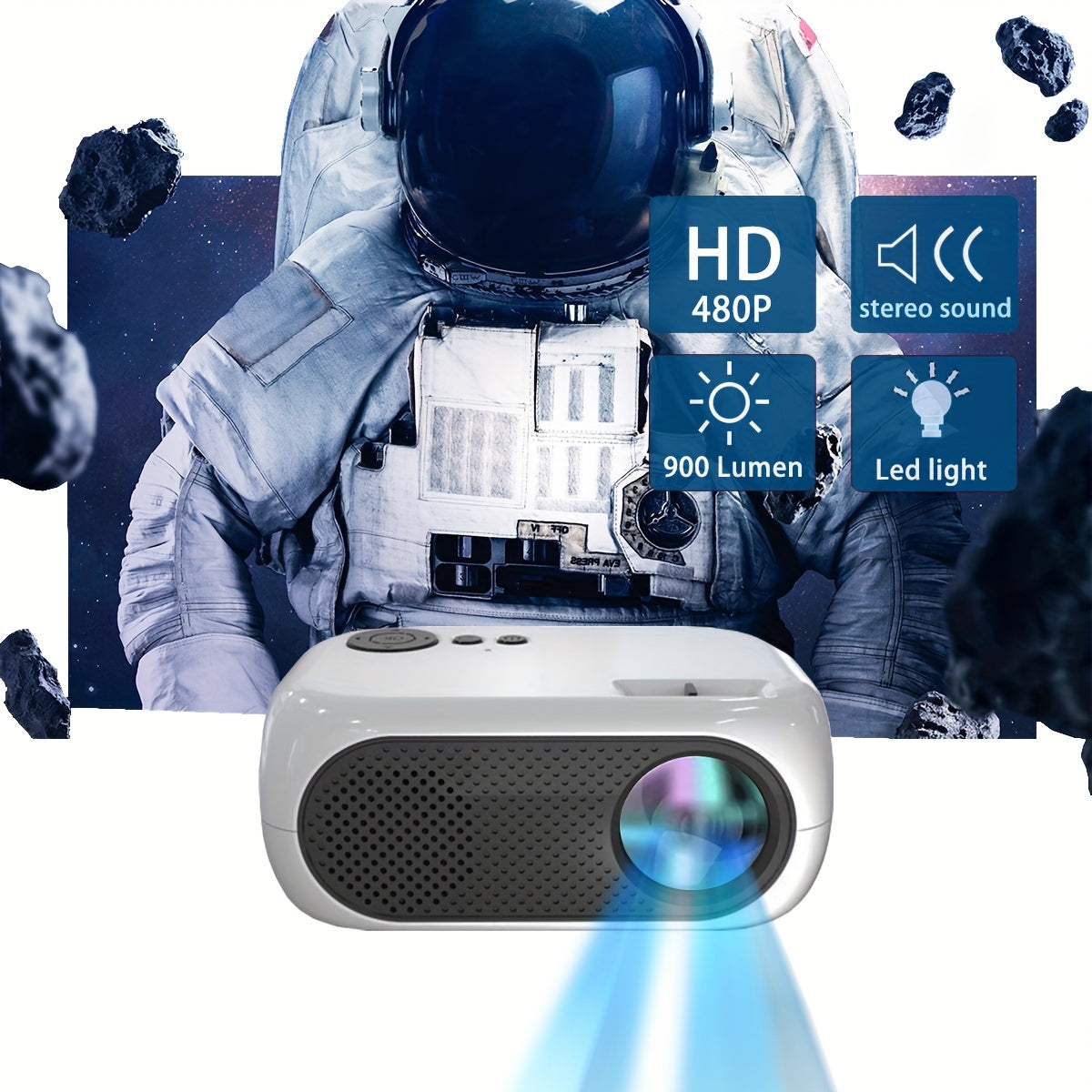Portable HD Projector For Phone Compatible With IOS/Android/USB/ Laptop/PC/TV Stick/DVD/Game