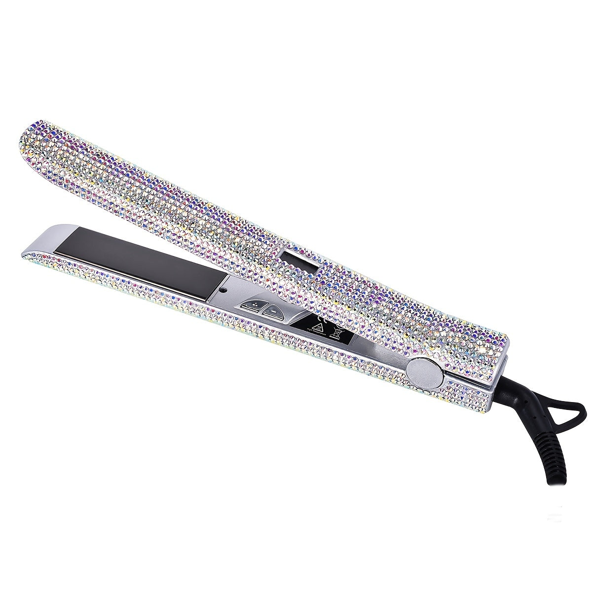 Style effortlessly with this professional 2-in-1 hair straightener and curler featuring nano plates, a 480°F max temperature, digital LCD display, and dual voltage (110-240V) for use on wet or dry hair—all in a stunning pink & black glitter design!