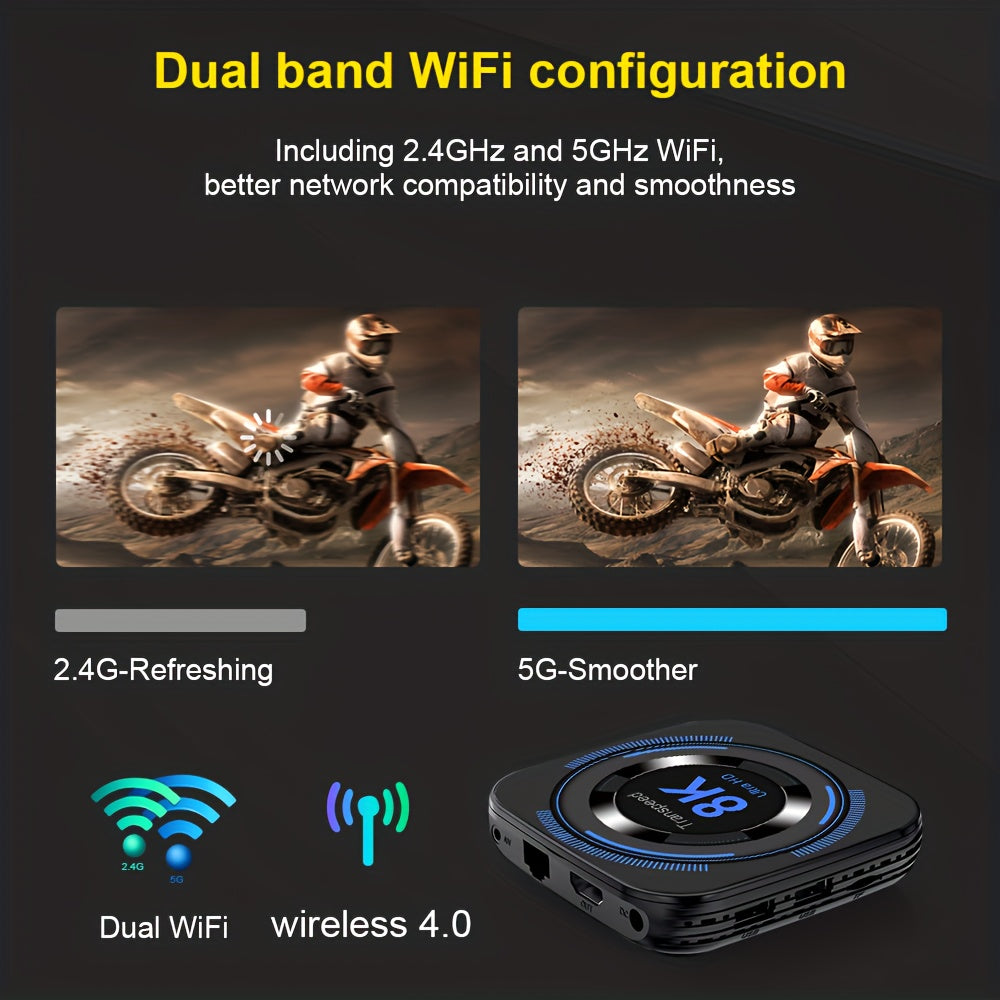 Experience wireless voice control with this advanced media player set-top box, offering seamless streaming and entertainment at your command.