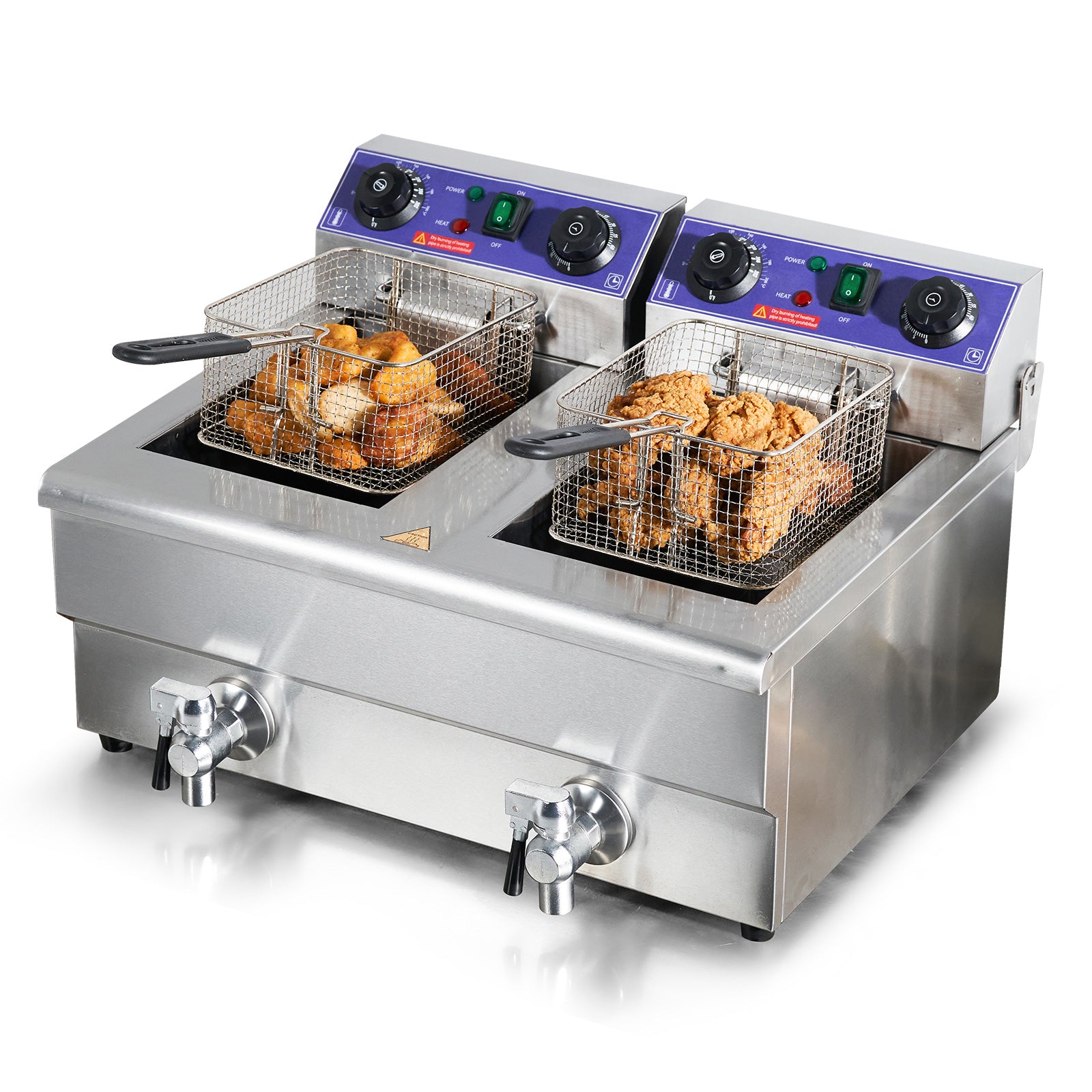 SucceBuy  Electric Deep Fryer w/Dual Removable Tanks 12L 5000W Commercial Countertop  Fryer for Chicken French Fries