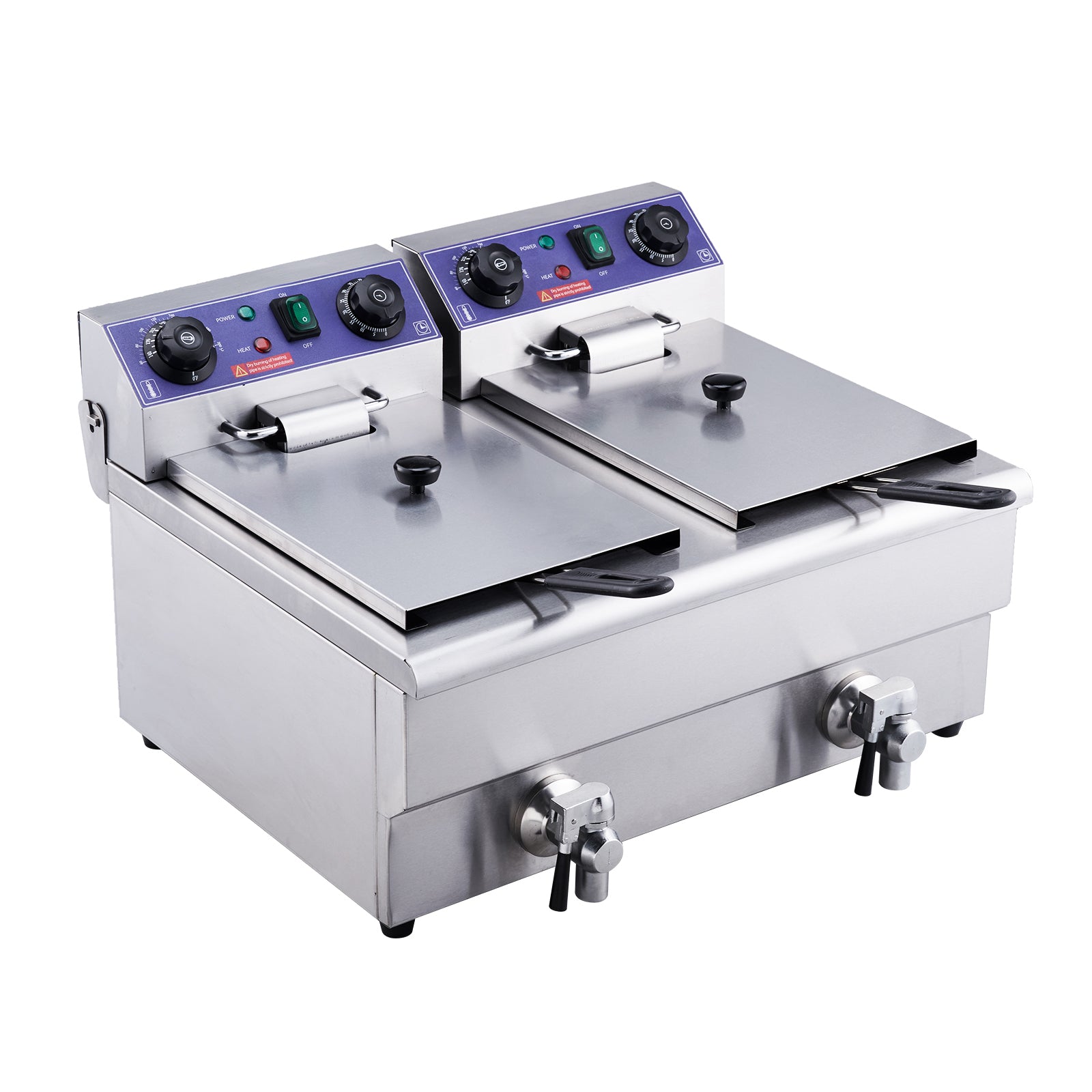 SucceBuy  Electric Deep Fryer w/Dual Removable Tanks 12L 5000W Commercial Countertop  Fryer for Chicken French Fries