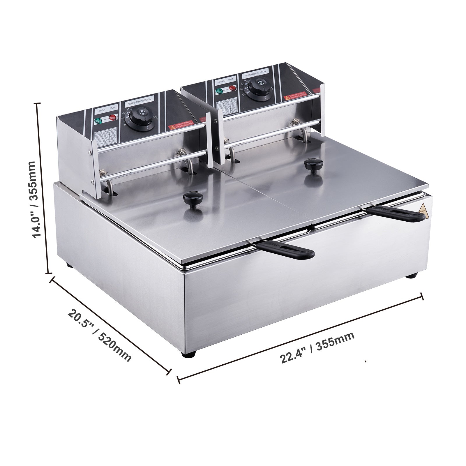 SucceBuy  Electric Deep Fryer w/Dual Removable Tanks 12L 5000W Commercial Countertop  Fryer for Chicken French Fries