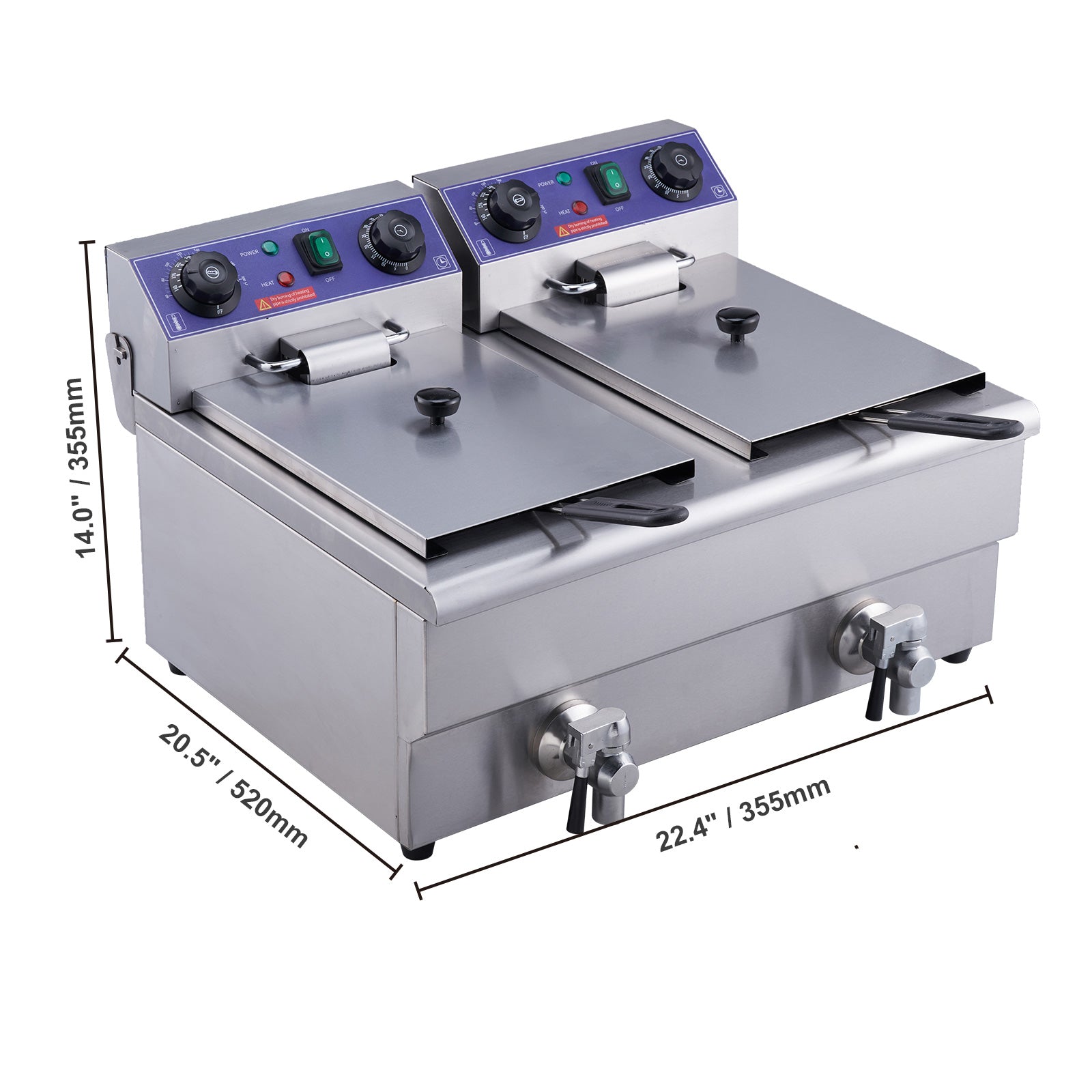 SucceBuy  Electric Deep Fryer w/Dual Removable Tanks 12L 5000W Commercial Countertop  Fryer for Chicken French Fries