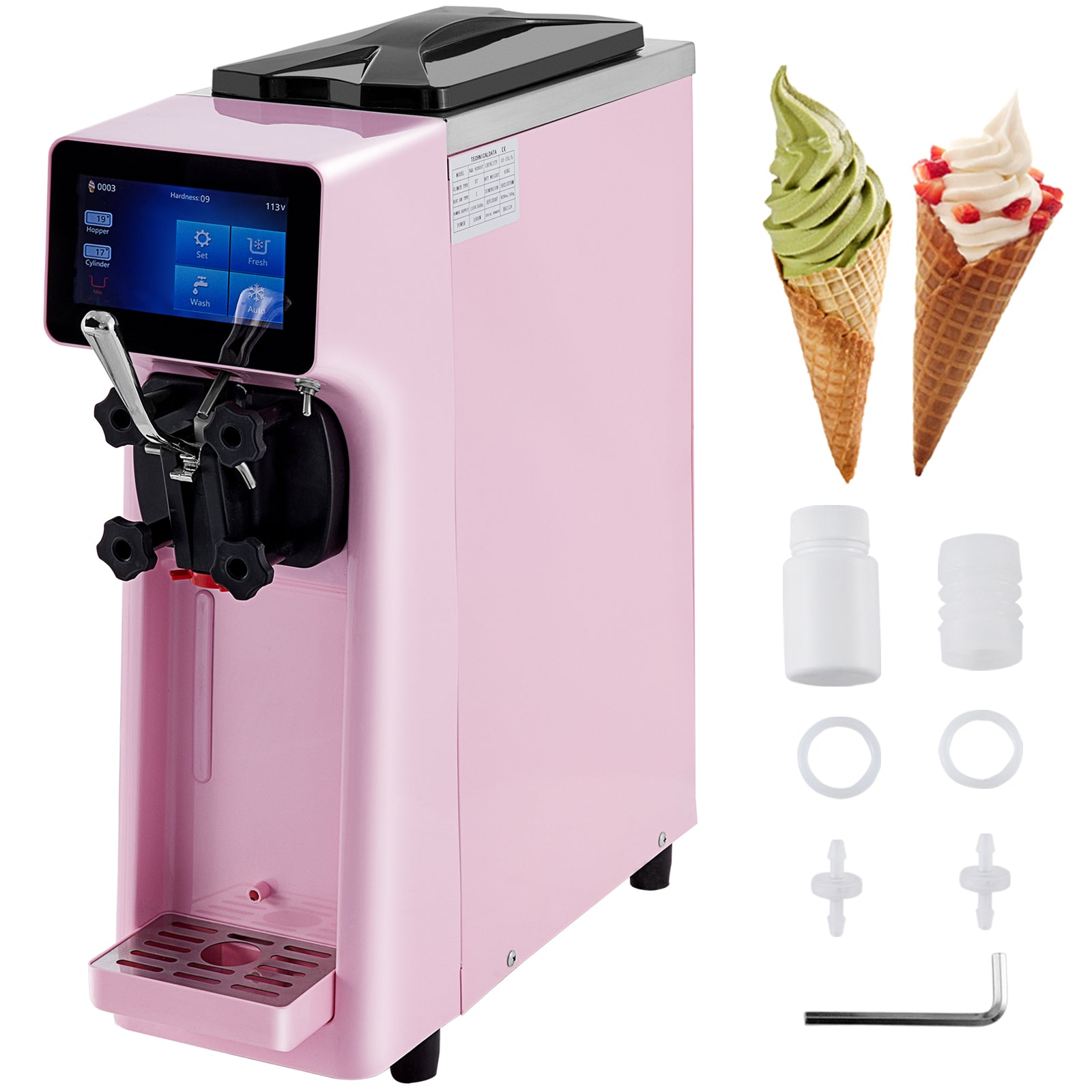 VEVOR 10-20L/H Ice Cream Maker Commercial Single Flavor Countertop Gelato Sorbet Yogurt Home Freezing Equipment Vending Machine