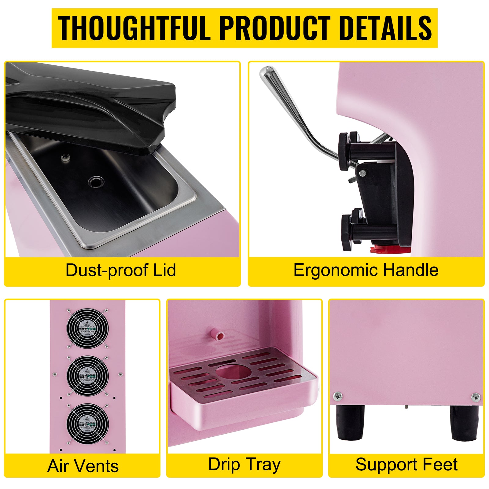 VEVOR 10-20L/H Ice Cream Maker Commercial Single Flavor Countertop Gelato Sorbet Yogurt Home Freezing Equipment Vending Machine