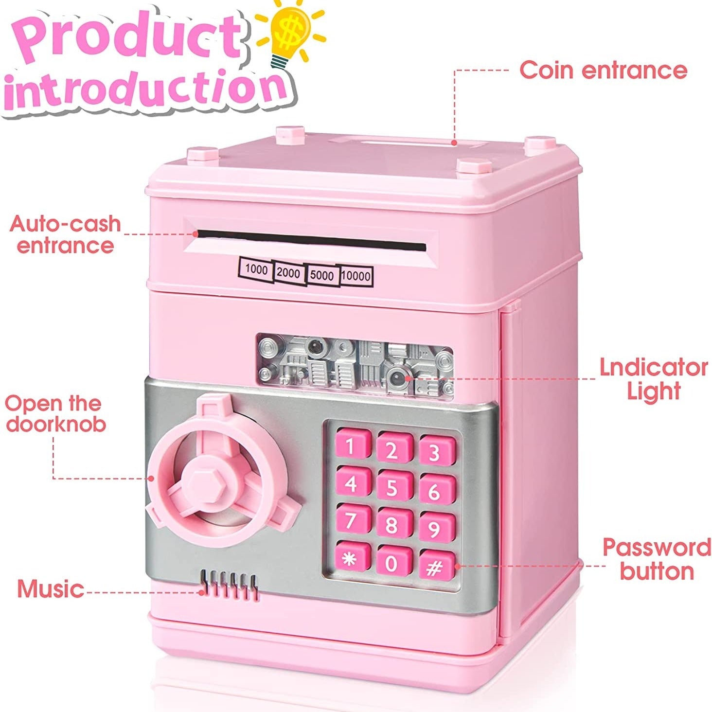 Teach kids about saving with this fun electronic piggy bank—acts like an ATM, storing cash and coins securely while making saving money exciting!