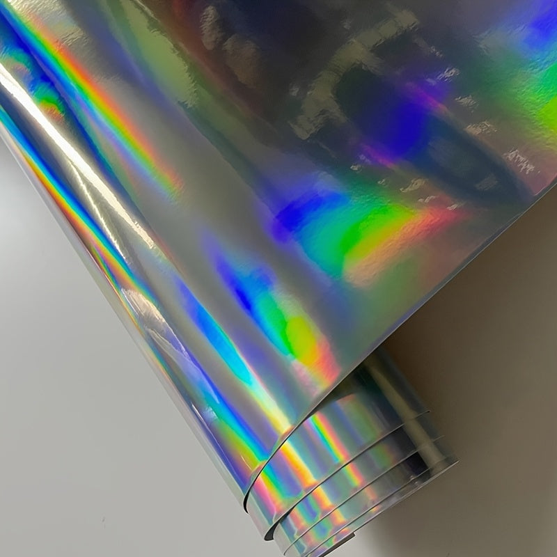 Glossy Plating Silvery Holographic Laser Chrome Vinyl Car Wrap Foil Adhesive Sticker Decal with Air Release
