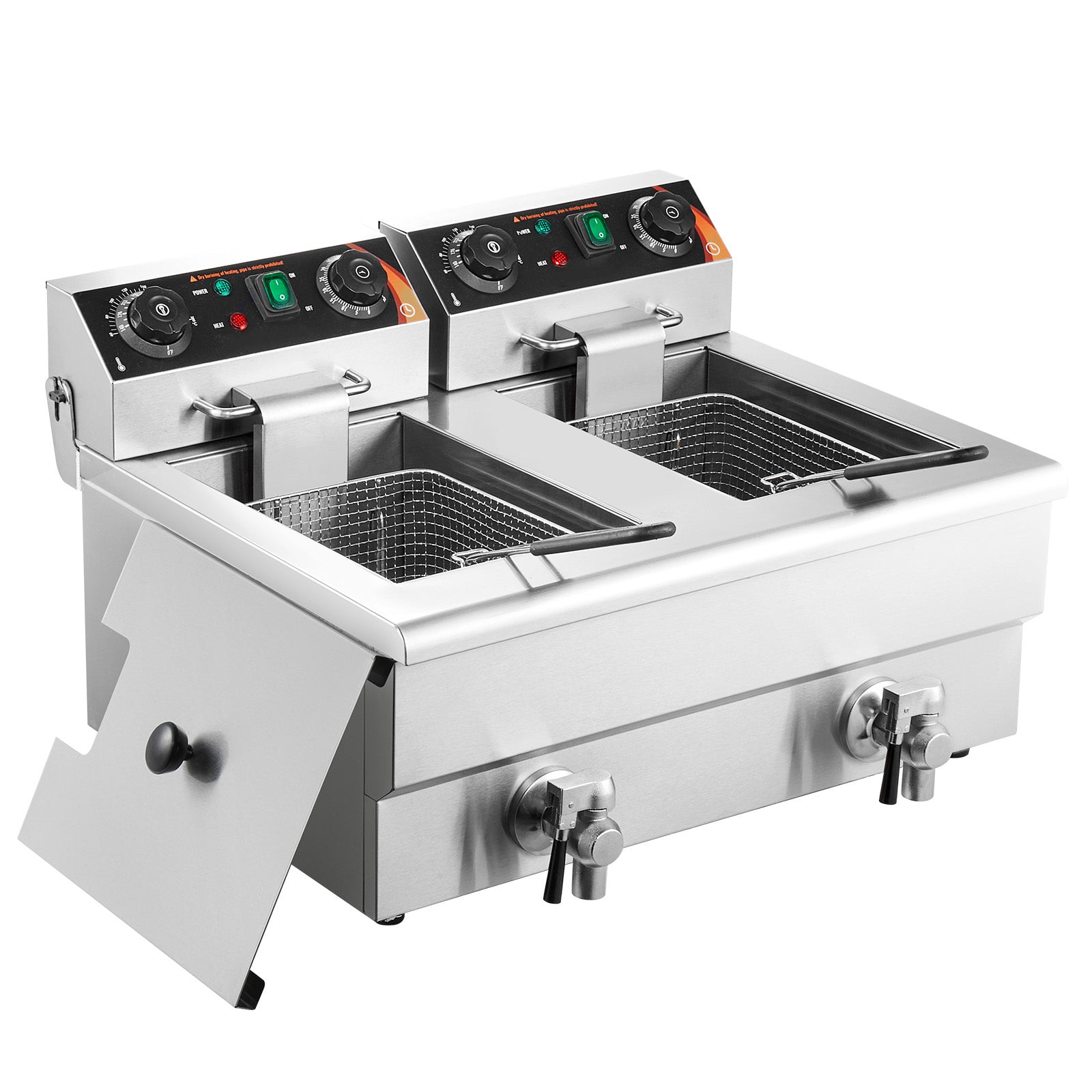 SucceBuy  Electric Deep Fryer w/Dual Removable Tanks 12L 5000W Commercial Countertop  Fryer for Chicken French Fries