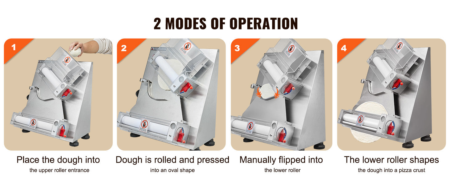 SucceBuy Pizza Dough Roller Sheeter Stainless Steel Adjustable Thickness Dough Machine for Pasta Maker Equipment