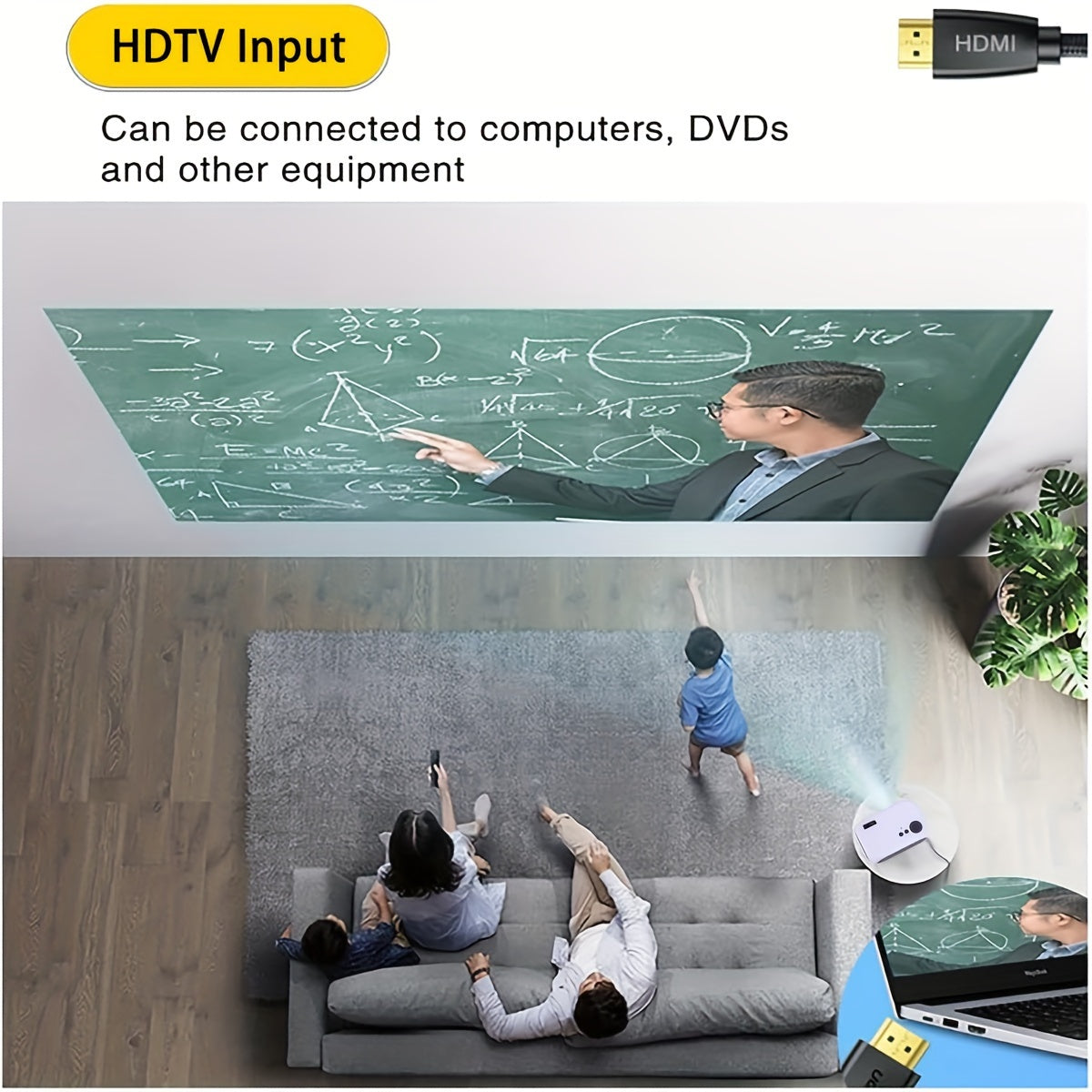 Portable HD Projector For Phone Compatible With IOS/Android/USB/ Laptop/PC/TV Stick/DVD/Game