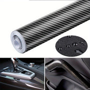 Carbon Fiber Effect DIY Car Wrap Film - Glossy Black Self-Adhesive Vinyl for Car Door Sill, Bumper, and Body Protection - Anti-Collision, Waterproof, Easy Installation, Fits Most Cars