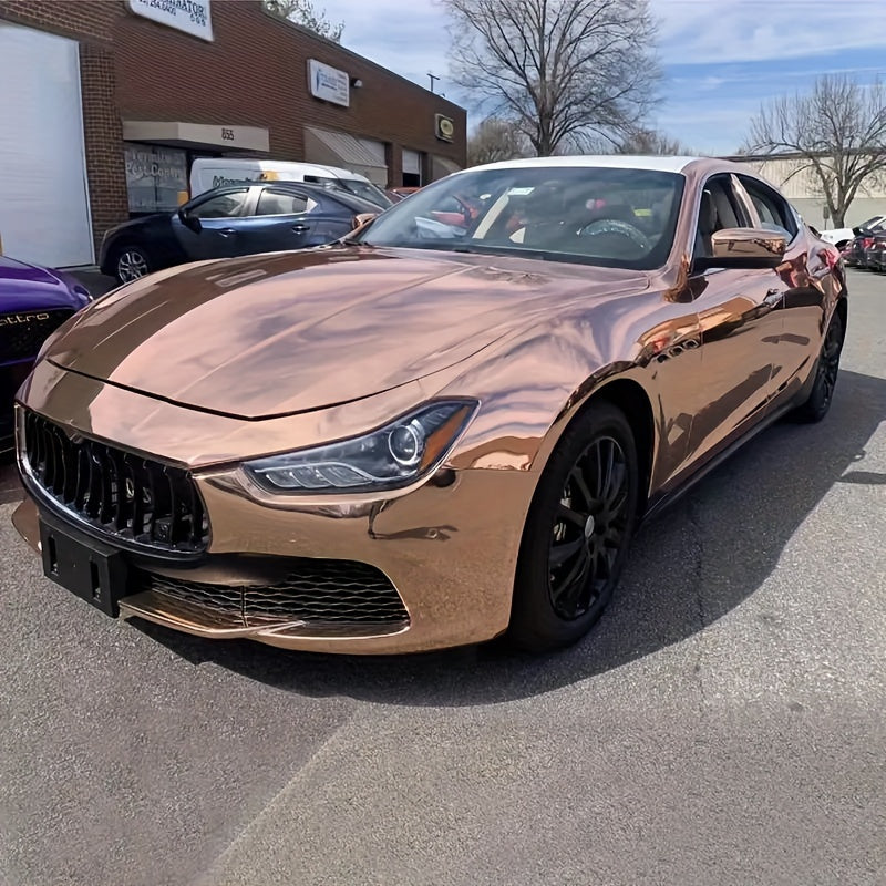 Rose Golden Vinyl Wrap for Car - High-Quality PVC, Universal Fit for All Models, Interior & Exterior Decor, Motorcycle, Bicycle, PC Accessories, Furniture, 19.69x59.84inch, Customizable Design, Custom Car Wrap | Modern Car De