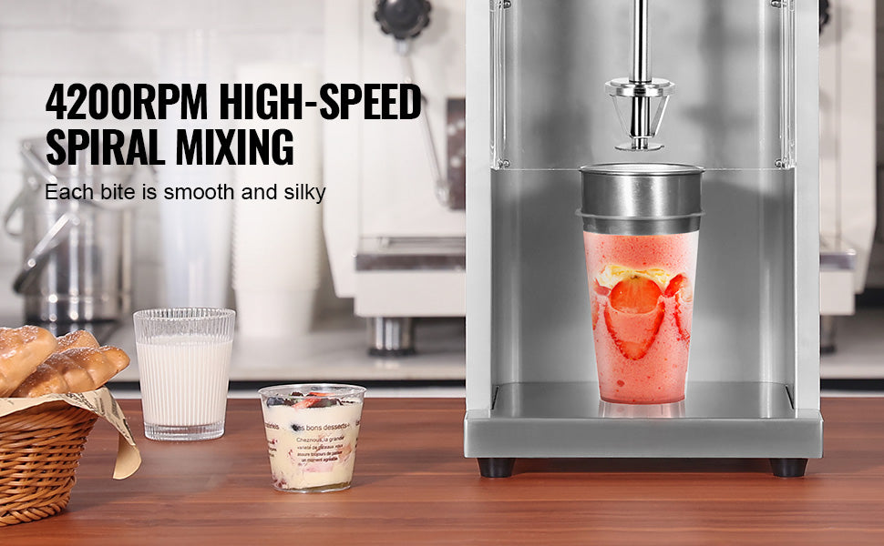 SucceBuy Ice Cream Blender High-Speed Ice Cream Maker Mixer Stir Machine Speed Adjustment Stainless Steel Ice Cream Shaker