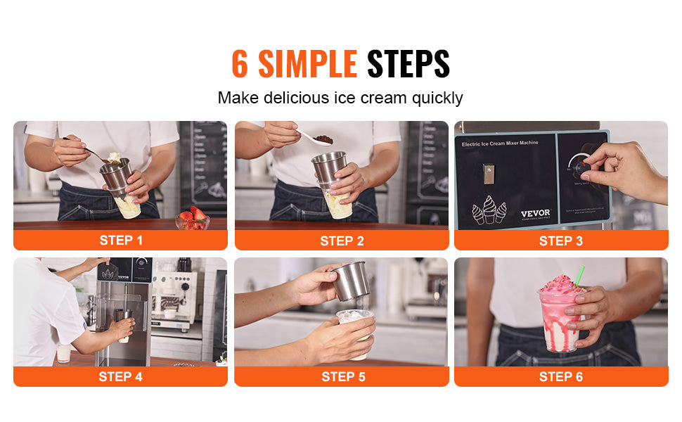 SucceBuy Ice Cream Blender High-Speed Ice Cream Maker Mixer Stir Machine Speed Adjustment Stainless Steel Ice Cream Shaker