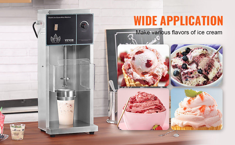 SucceBuy Ice Cream Blender High-Speed Ice Cream Maker Mixer Stir Machine Speed Adjustment Stainless Steel Ice Cream Shaker