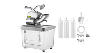 SucceBuy Electric Snow Cone Machine Ice Shaver Crusher Granizing Glass Blender Mixer Chopper Stainless Steel Colder Commercial